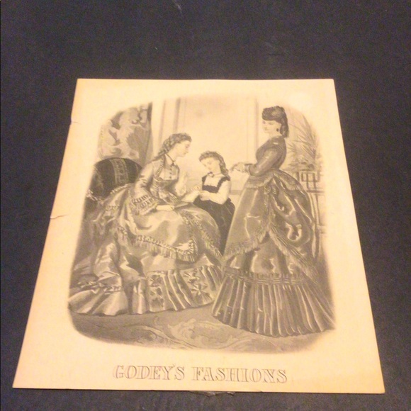 1800’s 9.5x8in GODEY’s Fashions print Rare - Picture 1 of 4
